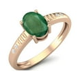 thumbnail image 2 of 7X5mm Oval Emerald 925 Sterling Silver Rose Vermeil Solitaire Women Mother's Day Gift Ring, 2 of 3