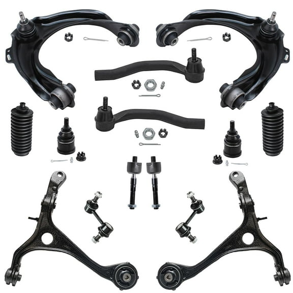 Detroit Axle - 14pc Suspension Kit for 3.0L 2003 2004-2007 Honda Accord 2004 2005 2006, Upper Control Arms w/Ball Joints Lower Control Arms Ball Joints, Tie Rods, Sway Bar Links, Boots, Replacement