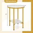 thumbnail image 2 of 16” 2-Tier Durable Round Side Table w/Storage Shelf, Gold Metal Frame for Living Room, 2 of 10