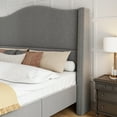 thumbnail image 6 of Merluxy 52.6" King Bed Frame with Camelback Headboard,Velvet Upholstered,Light Grey, 6 of 9