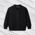thumbnail image 2 of Unisex Toddler Baby Boys Girls Solid Color Cotton Bomber Jacket, Full Zip Up Casual Varsity Baseball Jacket, Fall Winter Lightweight Outerwear Coat for Daily & Outdoor Activities, Black 100, 2 of 8
