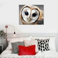 thumbnail image 4 of COMIO  Canvas Print Wall Art White Owl with Twisted Head Animals Wildlife Photography Realism Rustic Portrait Relax/Calm Cool for Living Room, Bedroom, Office, 4 of 4
