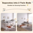 thumbnail image 2 of Twin Over Twin Kids Bunk Bed, UHOMEPRO Solid Wood Floor Bunk Bed for Kids Bedroom, High Safety Rail, Ladder, Heavy Duty Space-Saving Bunk Beds, Convertible into 2 Twin Beds, White, 2 of 8