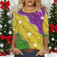 thumbnail image 4 of Ladies Mardi Gras Tops Trendy Graphic 3/4 Sleeve Loose Fitted Tee Shirts Party Crewneck New-Orleans Holiday Blouses Carnival Clothes 2026, 4 of 7