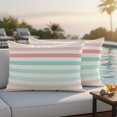 thumbnail image 2 of Outdoor Pillow Covers 20x12 Set of 2, Peach Pink Green Ombre Waterproof Patio Throw Pillow Covers for Couch Sofa Chair, Farmhouse Stripe Modern Decorative Pillowcases for Throw Pillows, 2 of 9