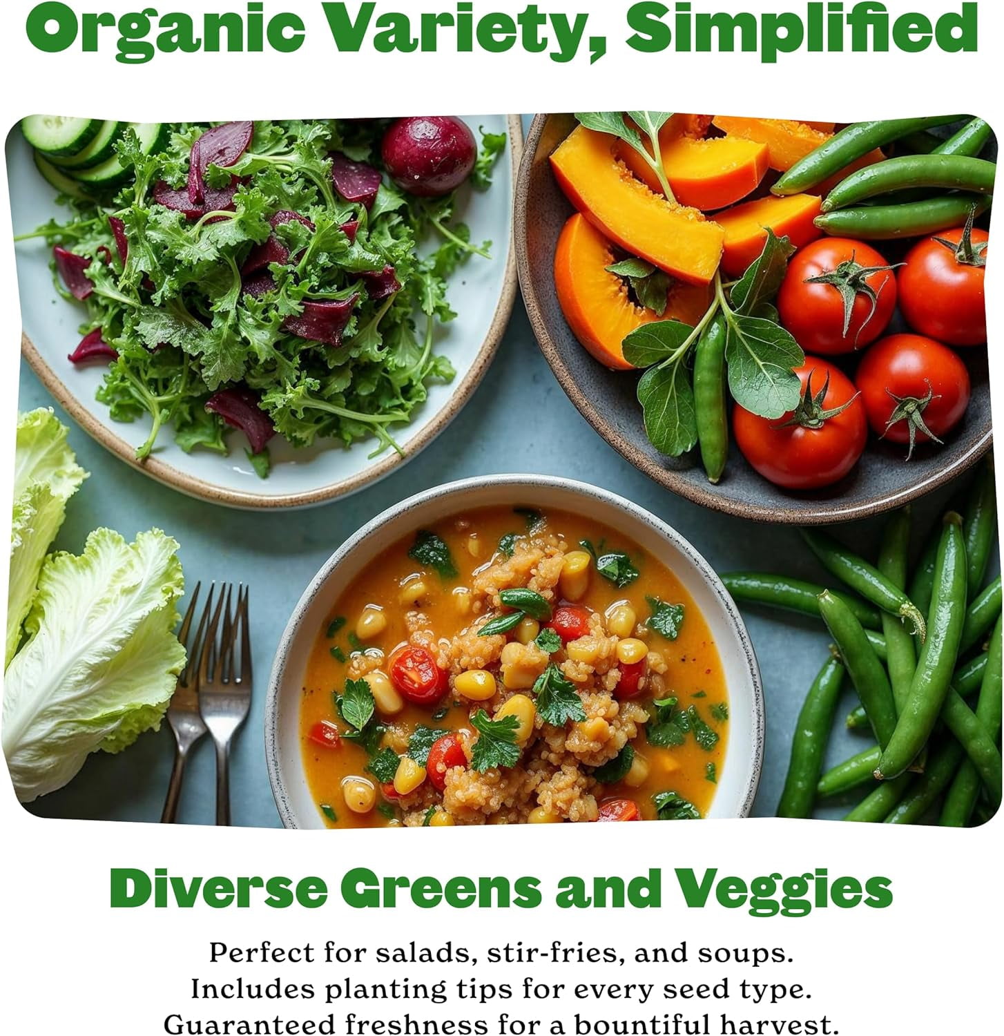 Epic Gardening Organic Vegetable Garden Kit, 10 Non-GMO Varieties, Includes Tomatoes, Squash, Pumpkins, Beans & More, Perfect for Raised Beds
