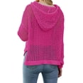 thumbnail image 3 of HUBERY Women Crochet Hollow Out Hooded Long Sleeve Solid Color Cover Up Top, 3 of 4