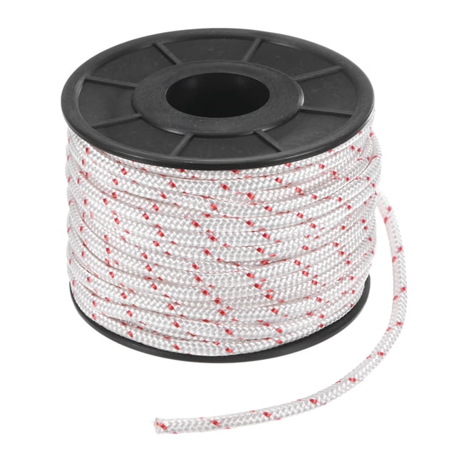 Uxcell Corde de Démarrage à Rappel Corde de Traction 5.5mm 30m Nylon pour Tronçonneuse Blanc Rouge