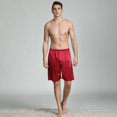 thumbnail image 2 of Men's Satin Print Sleepwear Shorts Plus Size Imitation Silk Relax-fit Pajamas Shorts M to 5XL, 2 of 8