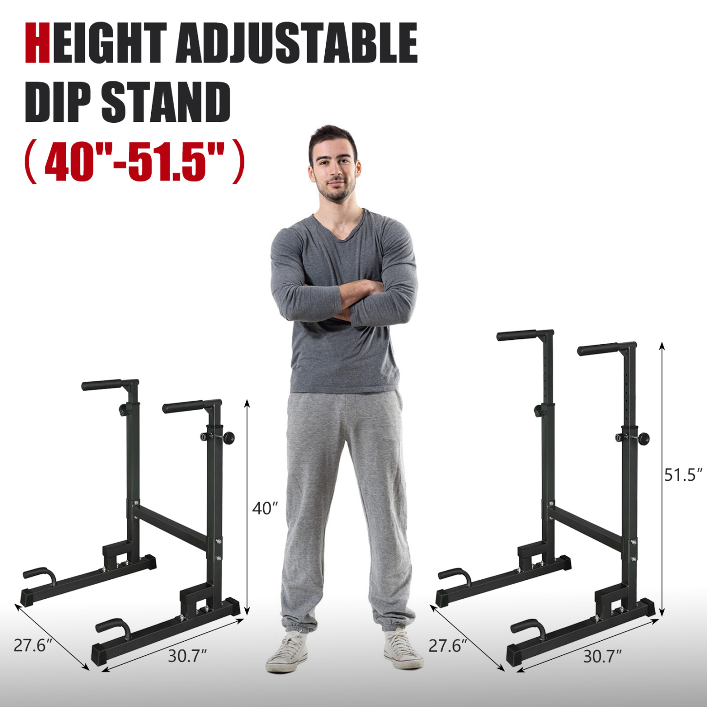 Multi-Function Pull-Up Push-Up Trainer with Durable Steel Frame, 280LB Capacity - Adjustable Height Home Gym Equipment for Adults (Indoor/Outdoor Use)