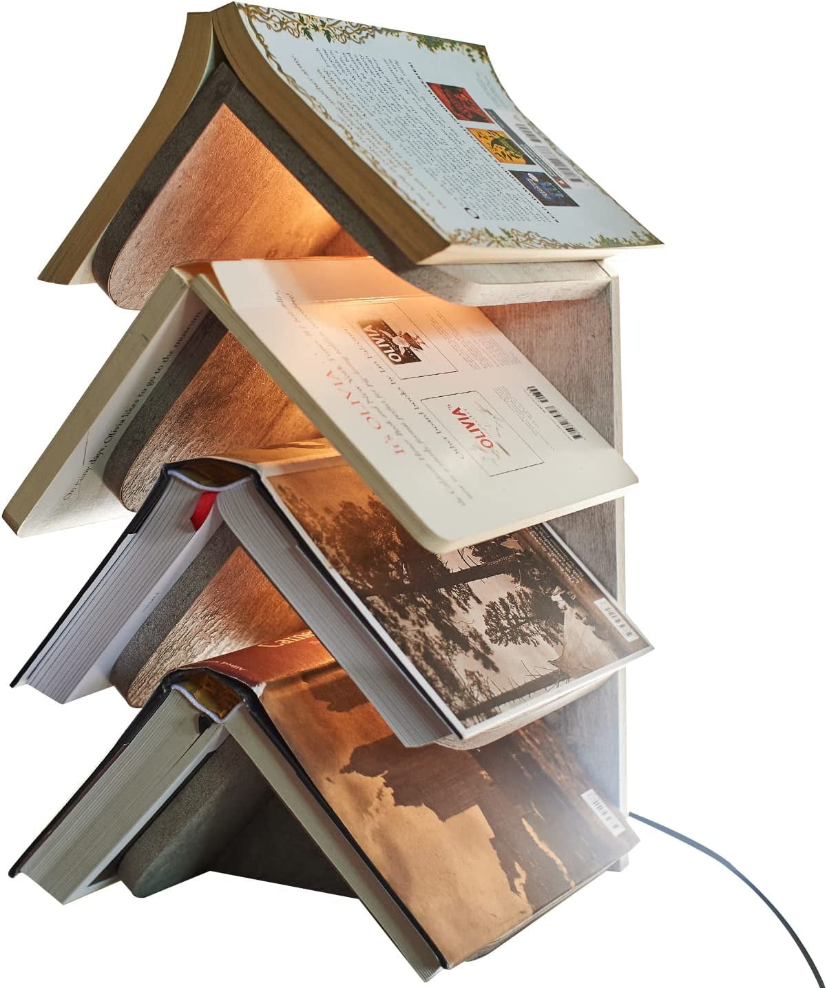 ZXNYH Wisdom Tree Bookshelf with Lights, Desktop Wooden Book Stand, Small Bookcase for Bedroom, Office, 4-Shelf Modern Book Holder, White ZXNYH Wisdom Tree Bookshelf with Lights, Desktop Wooden Book Stand, Small Bookcase for Bedroom, Office, 4-Shelf Modern Book Holder, White