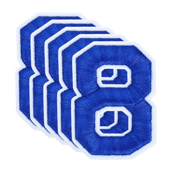 Uxcell 20 Pcs Number Patches 2.4" Height Number 8 Embroidered Decorative Repair Patches Iron/Sew On Embroidery Appliques for Decor Clothes Shoes Hats Backpacks DIY Crafts, Blue
