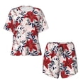 thumbnail image 4 of Kdxio Lilies Flowers Print Pajamas Sets for Women Short-Sleeved Pjs with Lounge Shorts Two Piece Sleepwear S-4XL, 4 of 9
