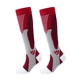 thumbnail image 3 of Domzle Wide Calf Compression Socks for Men Women Knee High Plus Size, Circulation Support, Graduated Compression, Moisture Wicking, Sports, Travel Red, 3 of 4