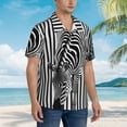 thumbnail image 3 of Susaid Optical Zebra Illusion Print Short Sleeve Shirts Button Down Casual Shirts Summer Beach Aloha Button Down Short Sleeve for Men ,Large, 3 of 7