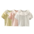 thumbnail image 4 of Esaierr 1-10T Girls Short Sleeve Shirts Cotton Tops T Shirts for Kids Baby Summer Crewneck Cute Casual Tees Solid Colour Versatile Bottom Shirt for Girls, 4 of 8
