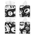 thumbnail image 2 of Balery Black White Spooky Ghosts Porta Pañuelos de Cuero con Estampado – Funda Moderna Cuadrada para Caja de Pañuelos, Dispensador 5x5x5'', 2 of 7