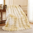 thumbnail image 3 of ROSEKIND ultra-soft 680GSM Faux Fur Ribbed Throw Blanket for Sofa & Bed, Cozy Gift for Adults & Friends, 90x108in, Tie-dye Yellow, 3 of 8