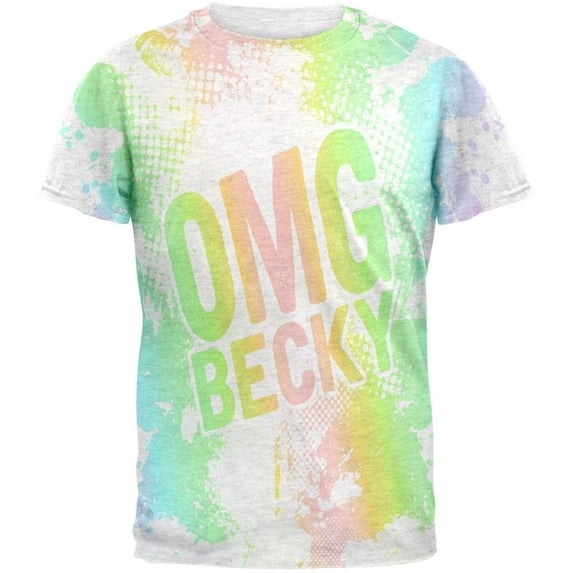 OMG Becky Make Up Splatter Mens T Shirt Heather White MD