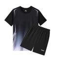 thumbnail image 3 of PIWHJQK Men Short Sleeve Shorts Athletic Tees Set Men's Colorblock Gradient Short Sleeve Shorts Casual Workout Set Men Outfit Sets, 3 of 6
