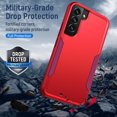 thumbnail image 3 of for Galaxy S22 6.1" 2022 Case, Multi-Layer Shock Absorbing Case with Wireless Charging Durable Shockproof Protective Case for S22 Ladies Women Men, Red & Rose, 3 of 9