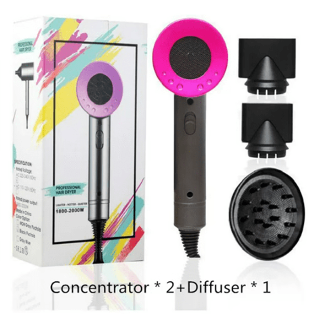 ZOUYUE Hair Dryer with Diffuser, 1800W Ionic Blow Dryer, Professional Portable Hair Dryers & Accessories for Women Curly Hair, Grey