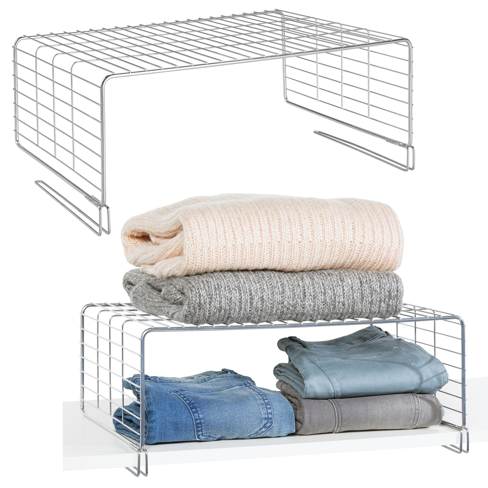 mDesign Versatile Metal Wire Closet 2Tier Shelf Divider and Separator