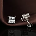 thumbnail image 2 of Diamond Earrings Men Women Stud Earrings Cubic Zirconia Stud Earrings Square Earrings Men Square Stud Earrings Fake Diamond Stud Earrings CZ Earrings Square Stud Mens Earrings 4mm, 2 of 7