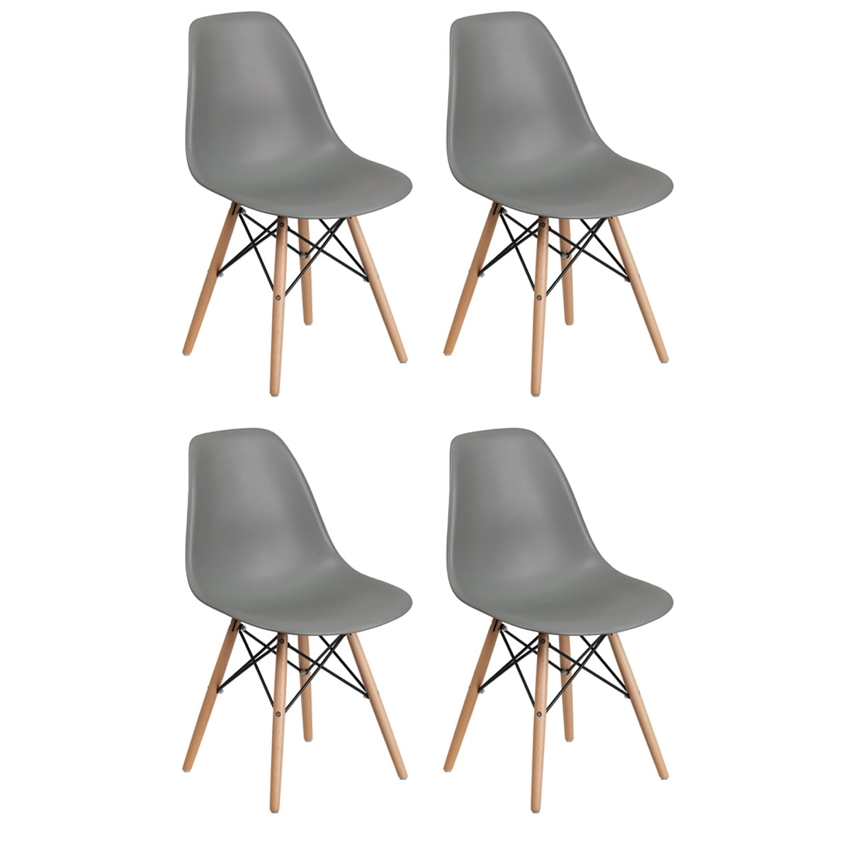 Eiffel Dining Chair with Wood Base Medium Grey