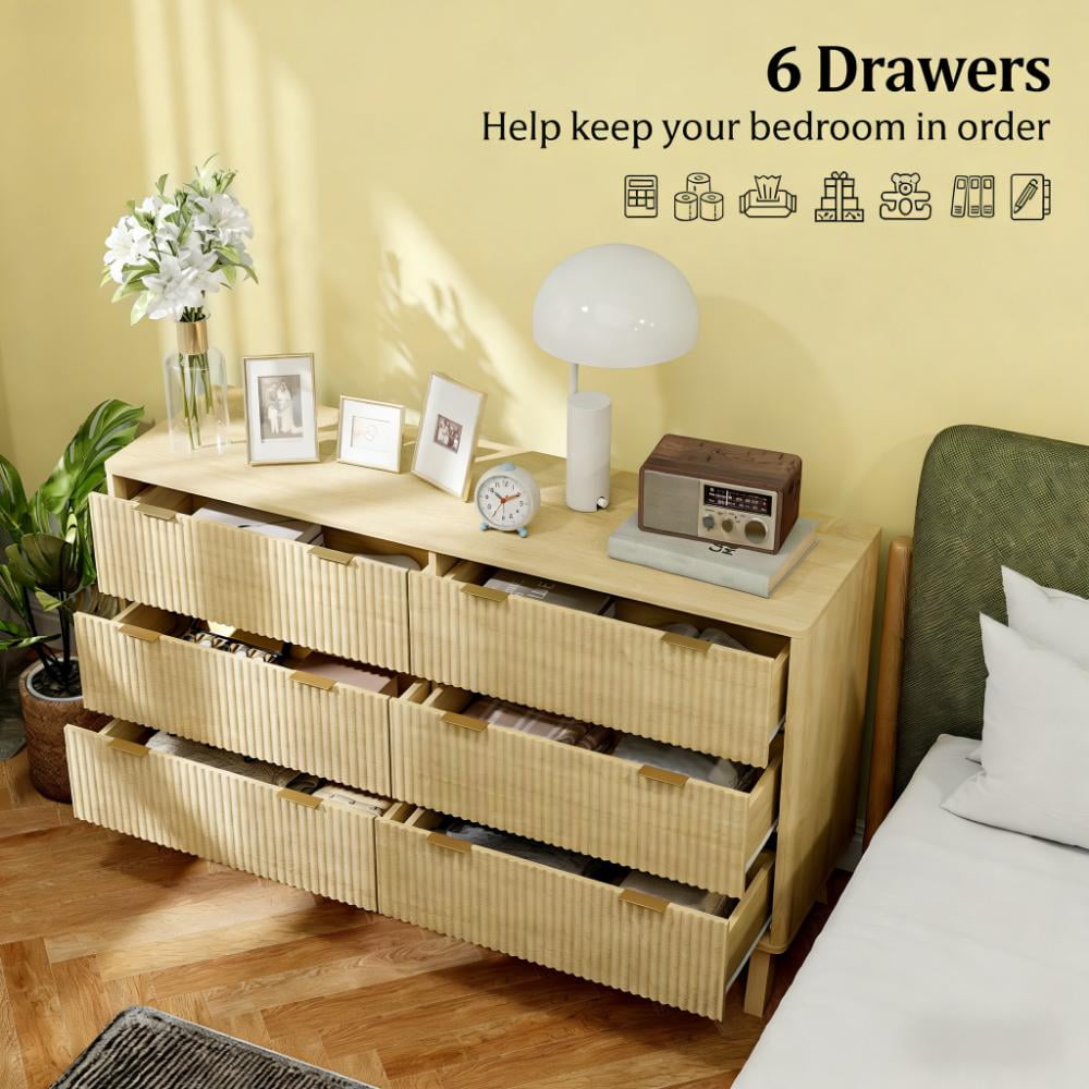 Closet Dresser,6 Drawer Double Dresser for Bedroom