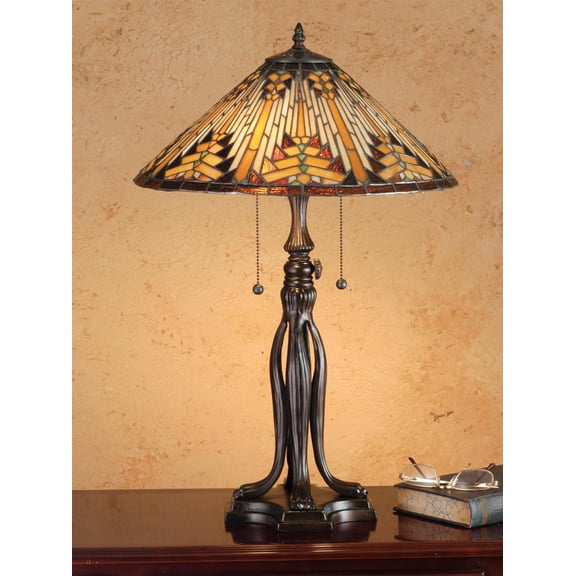 Meyda Tiffany 66224 Stained Glass / Tiffany Table Lamp from the Mission Collecti, Tiffany Glass