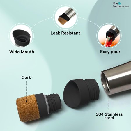 Insulated Stainless Steel Water Bottle With Cork Cap Pack Of 3 - 750ml Each, Silver | 18 Hours Insulation | Hot & Cold Water Bottle For Kids School Office Gym | Anti Rust, Leak Proof, BPA Free