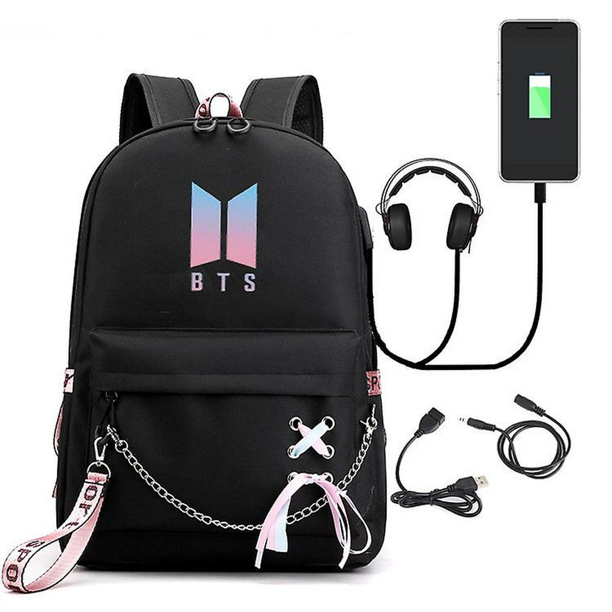 Bts Backpack Student School Bag Usb Charging Schoolbags