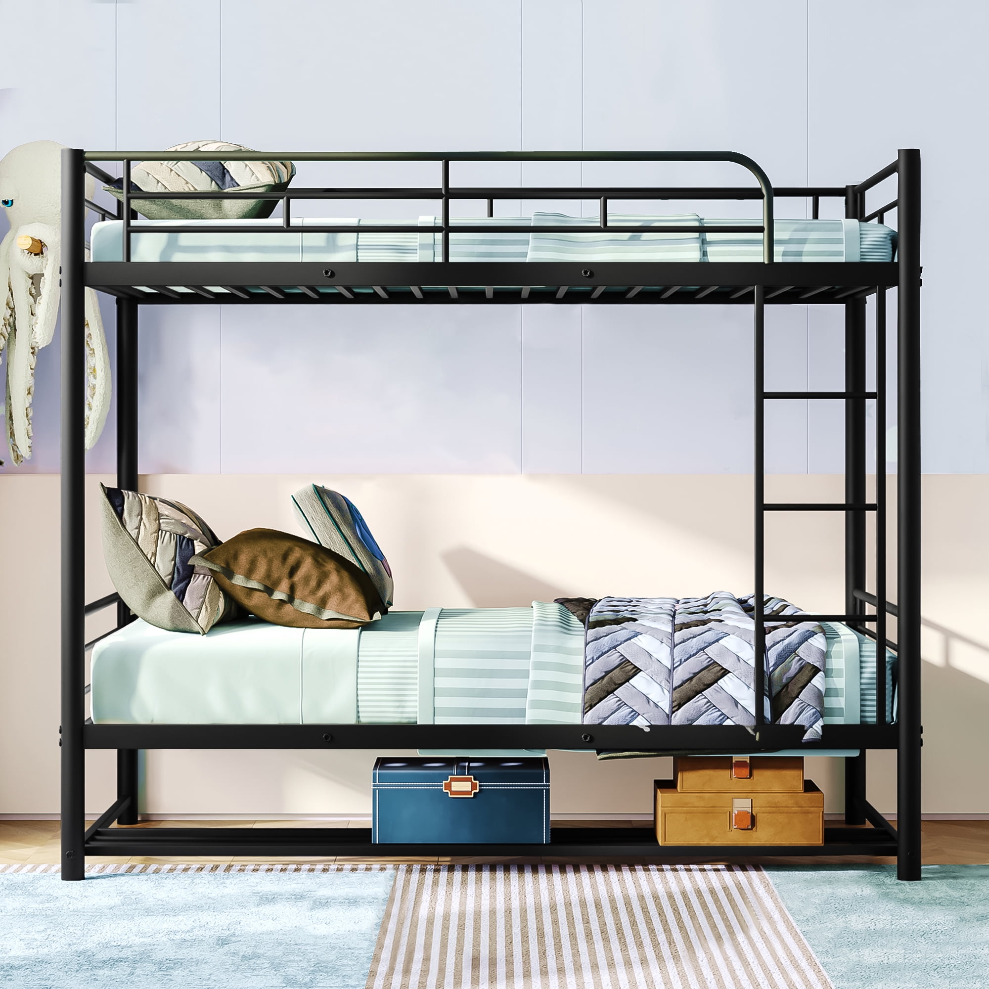 Buy OFLAN Metal Bunk Bed Twin over Twin, Bunk Bed with Shelf, 42 Sturdy