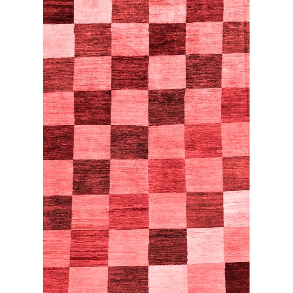Ahgly Company Indoor Rectangle Checkered Red Modern Area Rugs, 2' x 5'