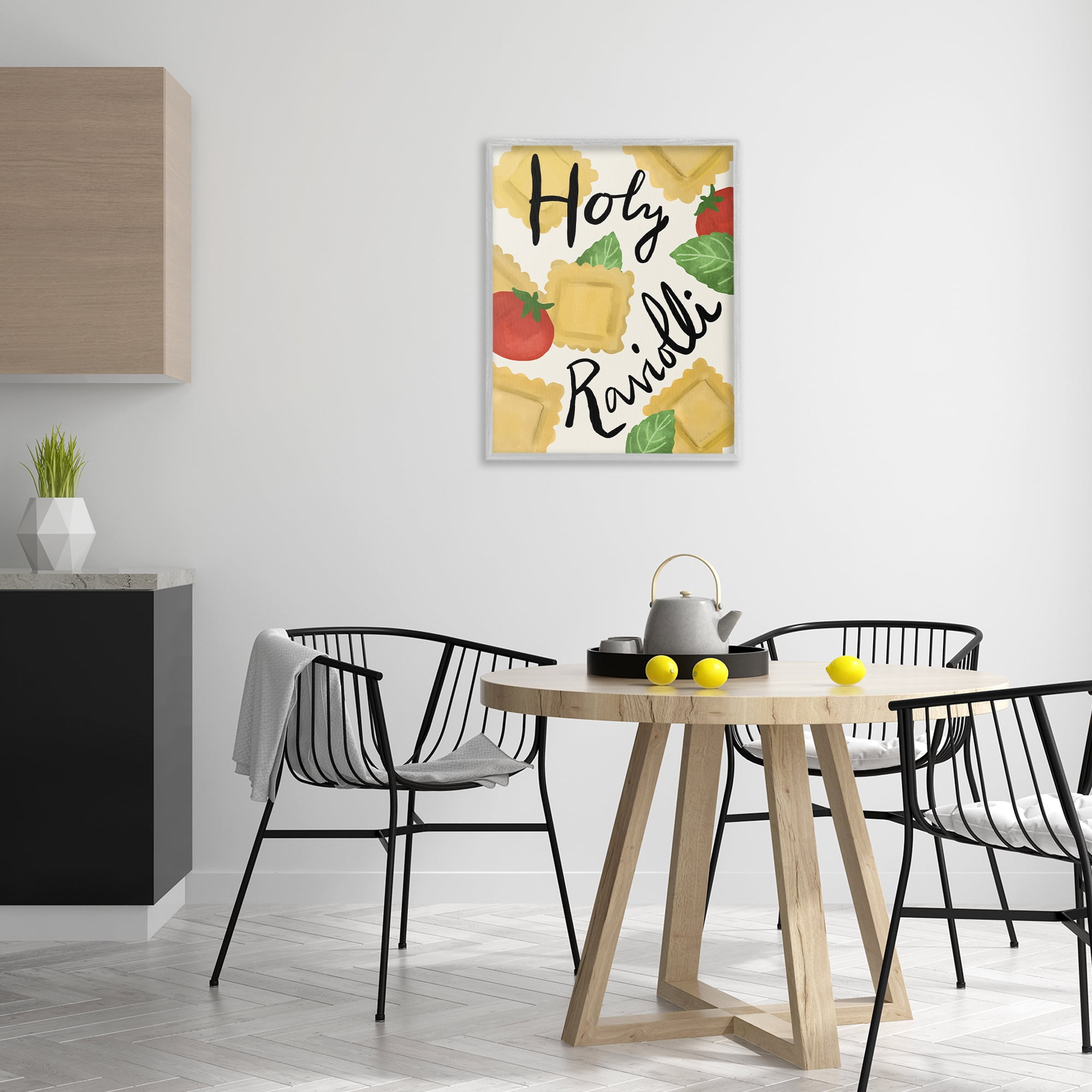 Stupell Industries Funny Holy Ravioli Food & Beverage Painting Gray Framed Art Print Wall Art, 24 x 30