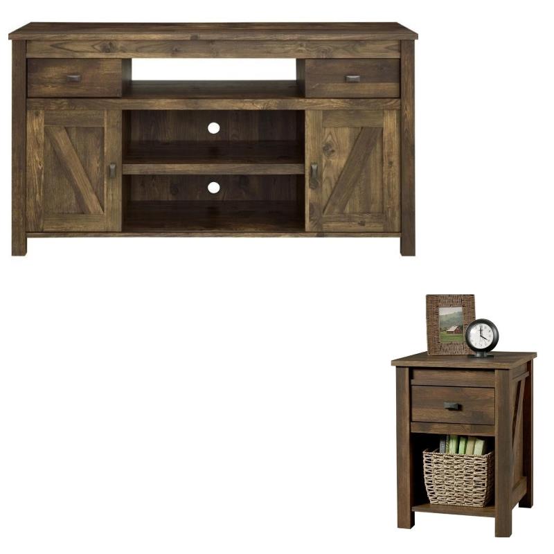 Home Square 2 Piece Living Room Set with 60" TV Stand and End Table in