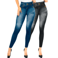 thumbnail image 1 of Pack de 2 Leggins Mujer Unitalla Mezclilla Faja Alta Estilo Pantalón Mezclilla Jegging Tiro Alto, Mallon licra Cómodos Elásticos, 1 of 5