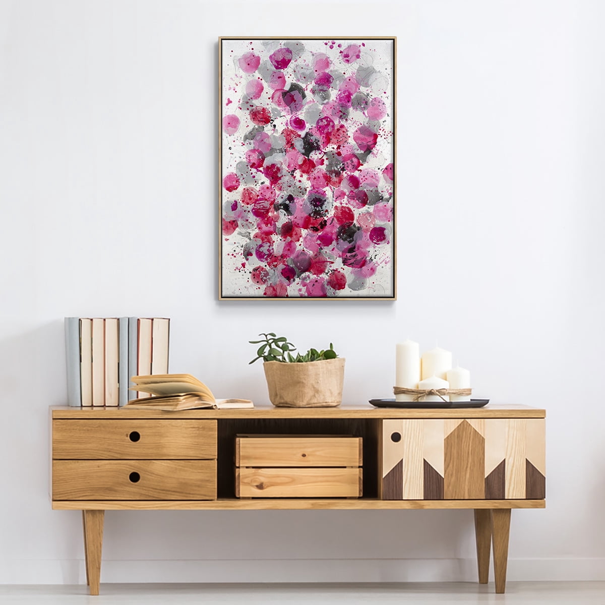 Bouquet Framed Premium Gallery Wrapped Canvas - Ready to Hang - 25 x 37 - Natural Wood Floating Frame