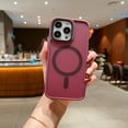 thumbnail image 4 of Frosted Case for iPhone 12, Skin-Feel Strong Magnetic Phone Cover Compatible with MagSafe, Milirary Grade Drop Protection Shockproof Translucent Lightweight Slim Case, Winered, 4 of 10