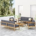 thumbnail image 2 of Magnolia Extérieur Acacia Bois 8 Places Chat Ensemble, Teck et Gris Foncé, 2 of 8