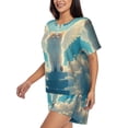 thumbnail image 2 of Daiia Sunshine Cute Winged Cat Pattern Womens Pajama Sets Short Sleeve Pajamas for Women Sets Soft Lounge Sets Casual Round Neck Sleepwear PJS-4X-Large, 2 of 7