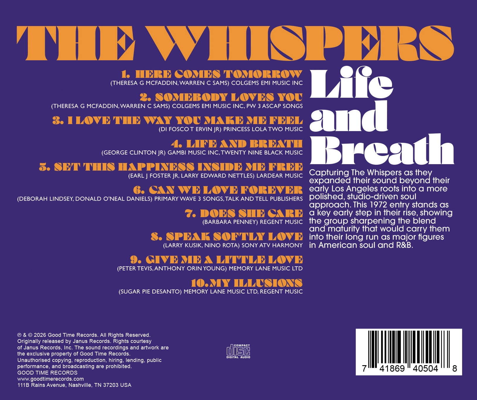 The Whispers - Life and Breath - Music & Performance - CD