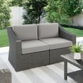thumbnail image 3 of Martha Stewart Indoor-Outdoor Modular Patio Loveseat in Gray Rattan Wicker with Gray All-Weather Cushions, 3 of 12