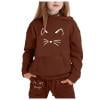 thumbnail image 3 of shqvo Girls' Activewear Hooded Sets Size 2-13 Catrtoon Cat Print Hooded Hoodie and Sweatpant 2 Piece Sweat Suits Long Sleeve Solid Color Kids Sweat Set Fall Outfits Fall Clothes for Toddler Girls, 3 of 7