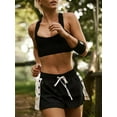 thumbnail image 5 of Michellecmm Women’s Contrast Color Shorts Casual Elastic High Waist Side Button Wide Leg Shorts Going Out Shorts, 5 of 7