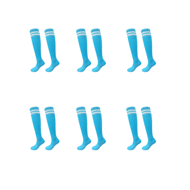 AUQ 6Pcs Soccer Socks,Stretchable Comfortable Youth Soccer Socks,Anti-Slip Protective Soccer Shin Guards,Sky Blue