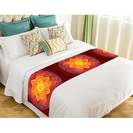 Fur Bed Runner GCKG Mandala Paisley Damask Bed Runner,Mandala Paisley Damask Bed Runner Bedding Scarf Bed Decoration 20x95 inch ()