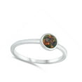 thumbnail image 4 of CHOOSE YOUR COLOR Mystic Simulated Opal Round Dainty Boho Ring .925 Sterling Silver Band Black CZ Female Size 6, 4 of 4