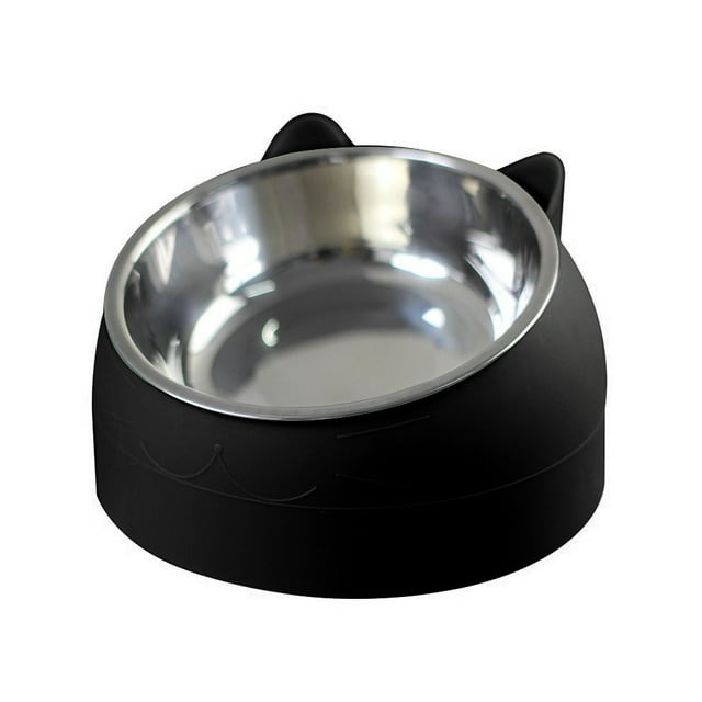 Cuenco de acero inoxidable para gatos y perros, con protección para las vértebras cervicales y boca oblicua, cuenco para comida para mascotas.